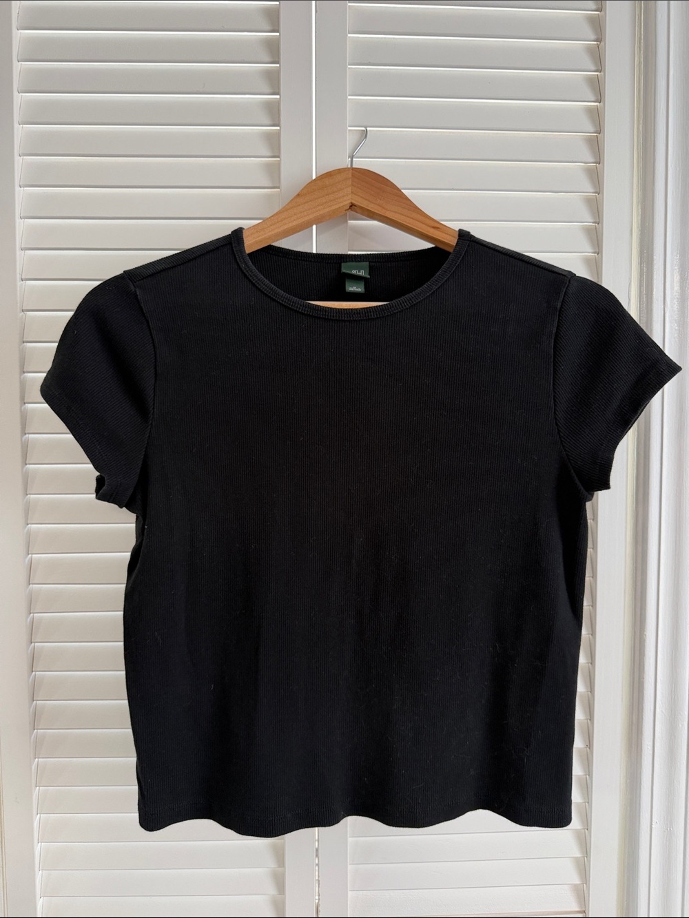 wild fable Black Ribbed Short Sleeve Crewneck Tee